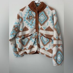 Simply Southern Brown and Blue Geometric Jacket‎